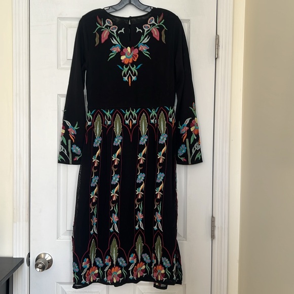 New Zara Women’s Black Embellished Embroidered Dress, Size Medium - Picture 4 of 5